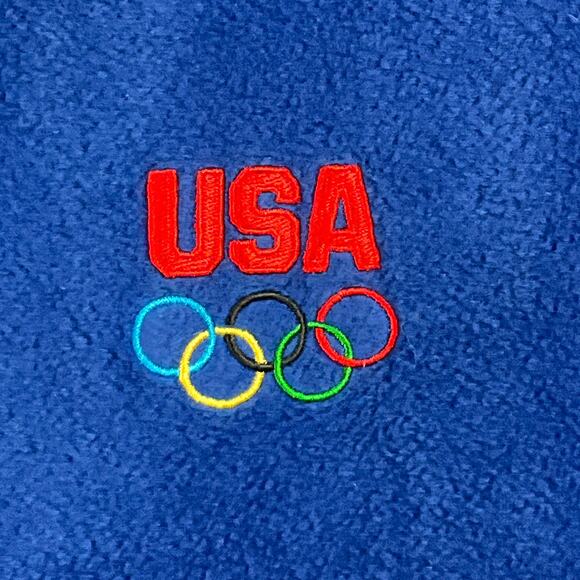 USA Olympic Official Fleece Vest Royal Blue Embroidered Rainbow Ring Logo sz XXL - Picture 4 of 9